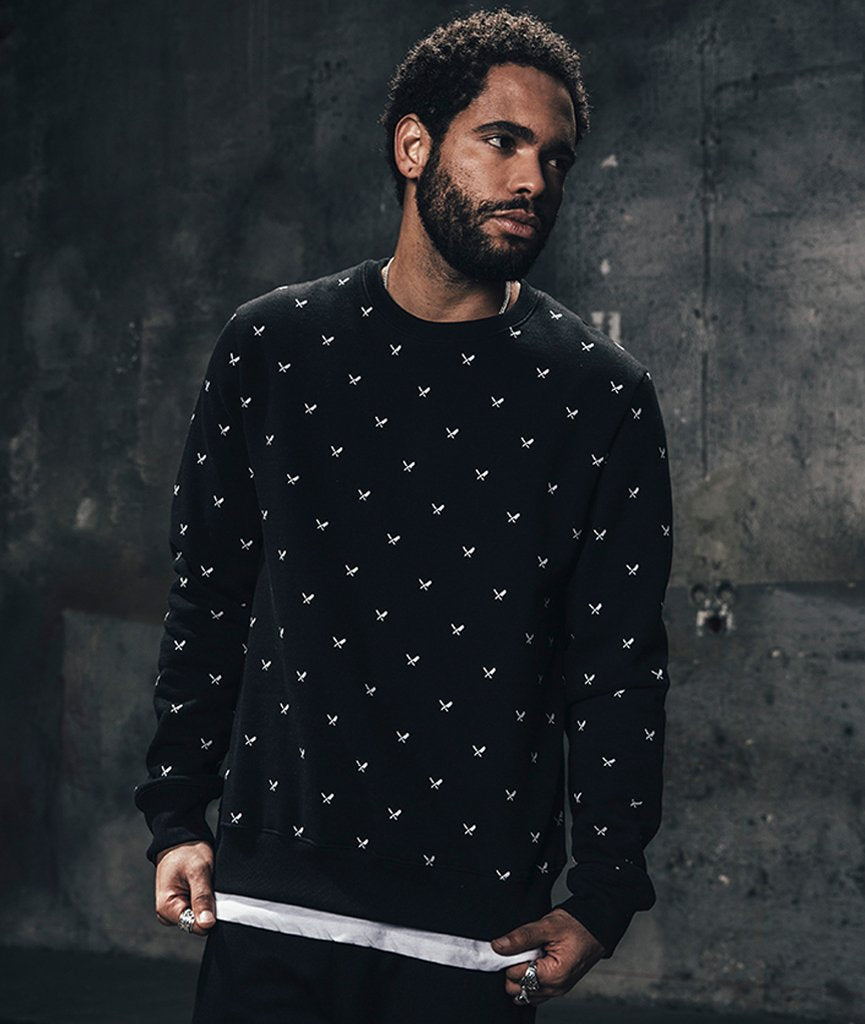 Allover Blades Crew Neck Sweater sweatshirt by Distorted People