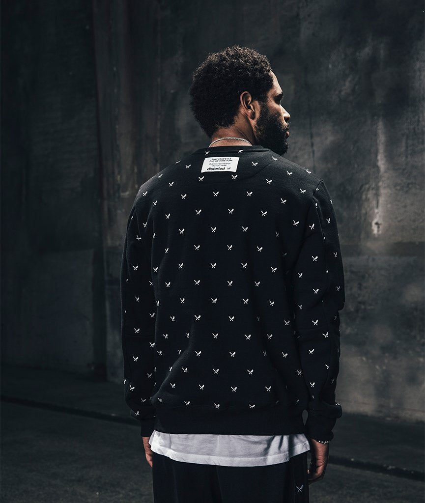 Allover Blades Crew Neck Sweater sweatshirt by Distorted People