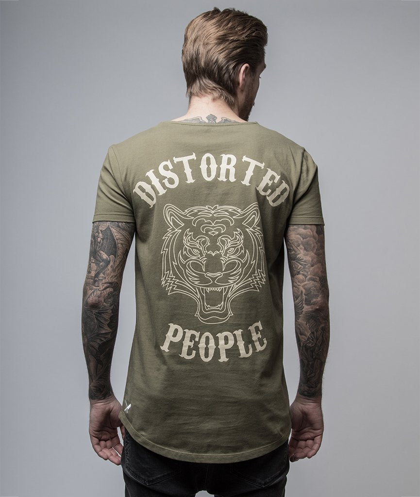 Cutted Neck Tiger long t-shirt by Distorted People