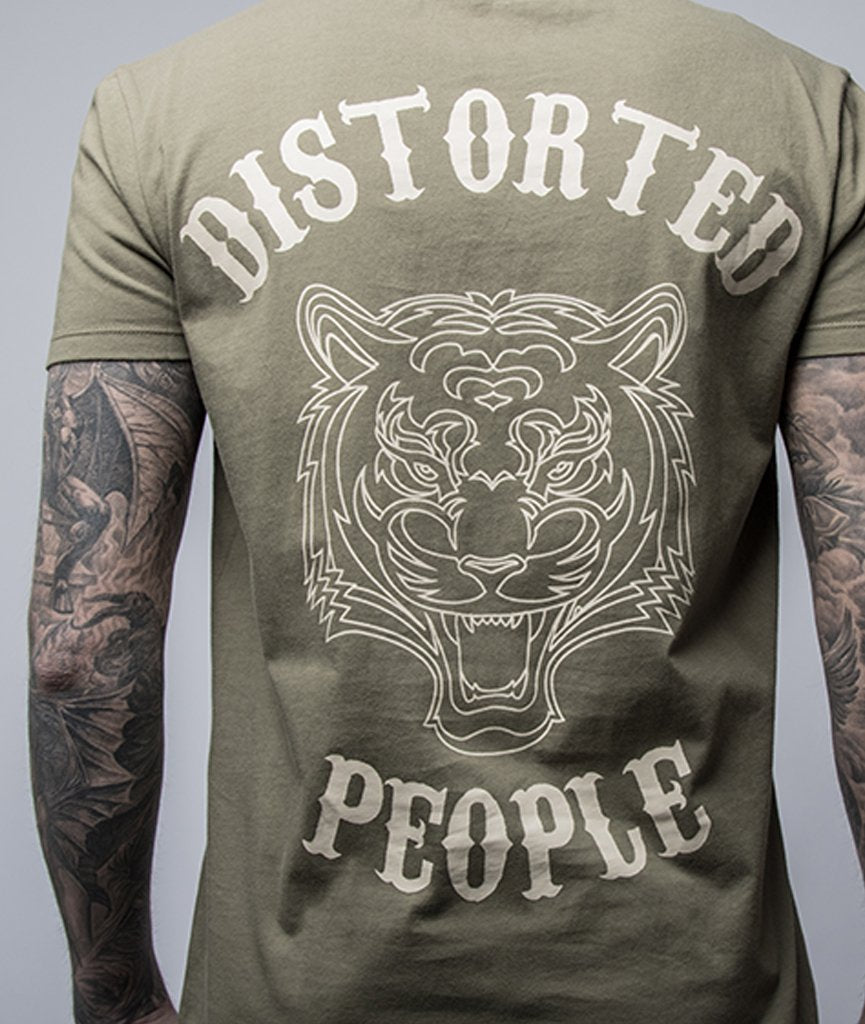 Cutted Neck Tiger long t-shirt by Distorted People