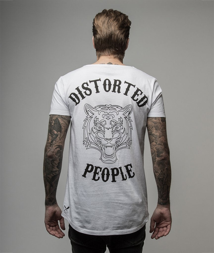 Cutted Neck Tiger long t-shirt by Distorted People