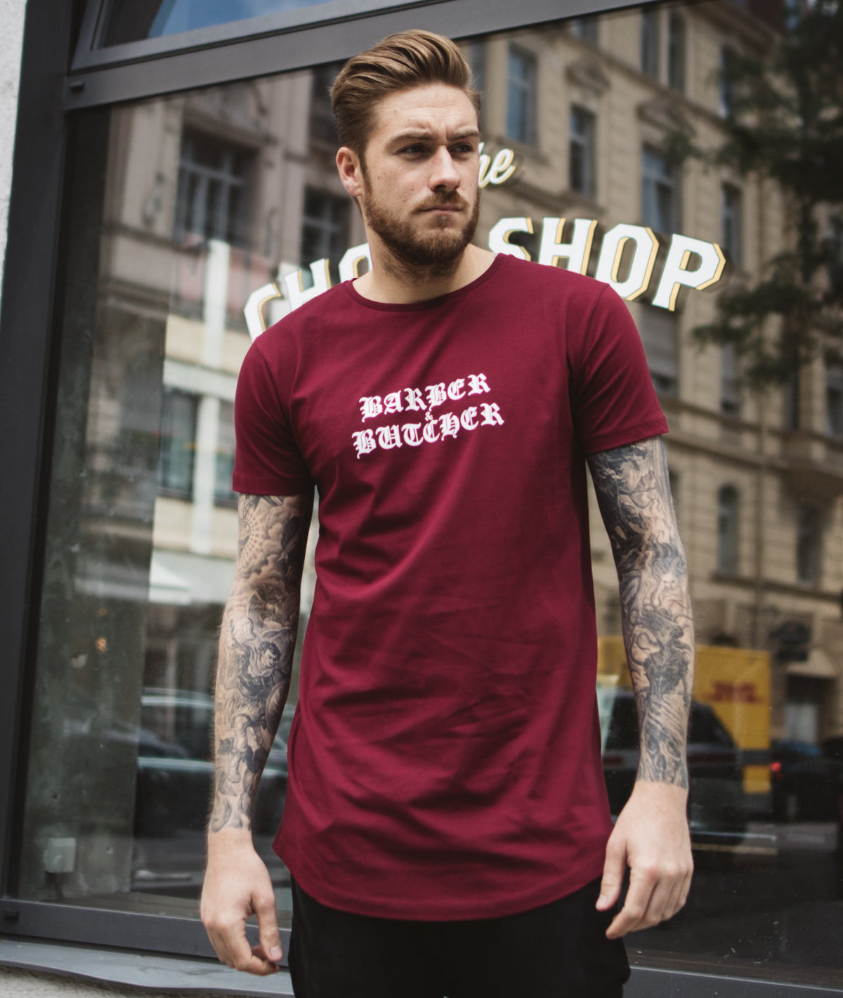 B&B Grand Crew Neck Lettering long t-shirt by Distorted People
