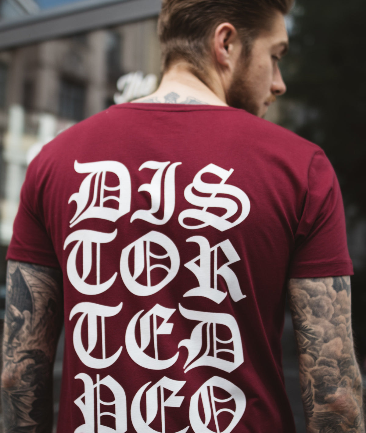 B&B Grand Crew Neck Lettering long t-shirt by Distorted People
