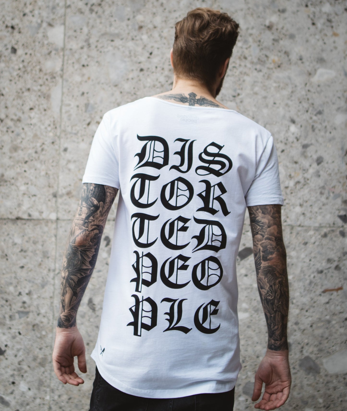 B&B Cutted Neck Lettering long t-shirt by Distorted People