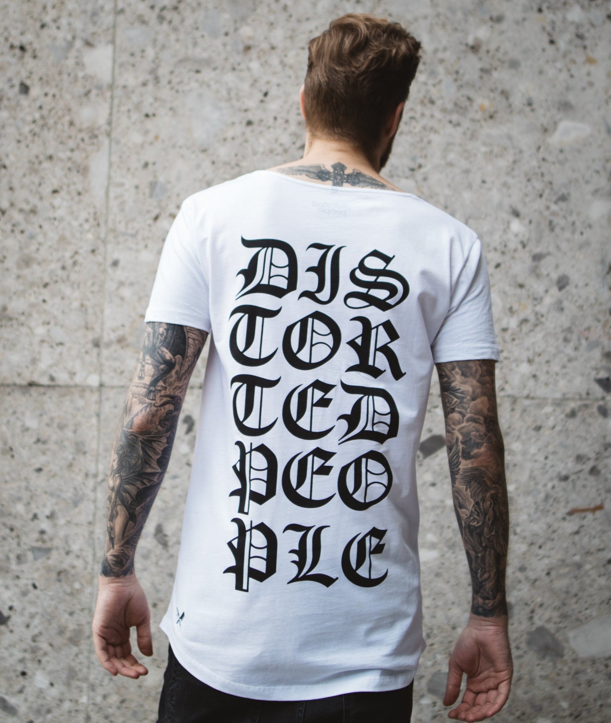 B&B Cutted Neck Lettering long t-shirt by Distorted People