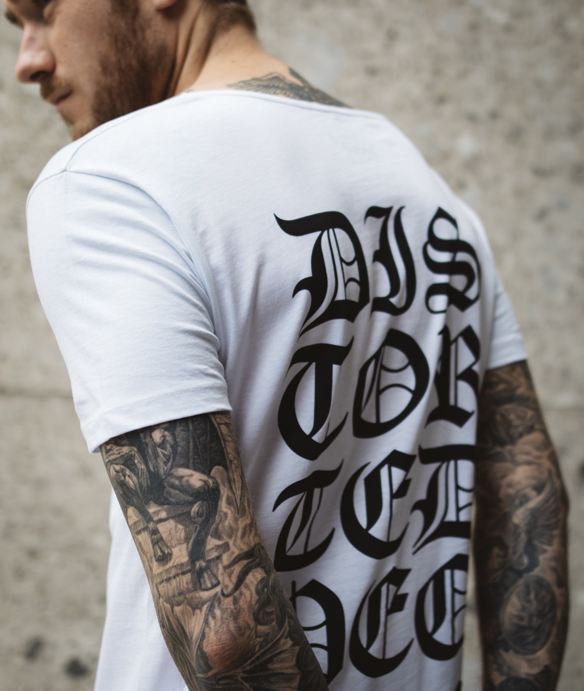 B&B Cutted Neck Lettering long t-shirt by Distorted People