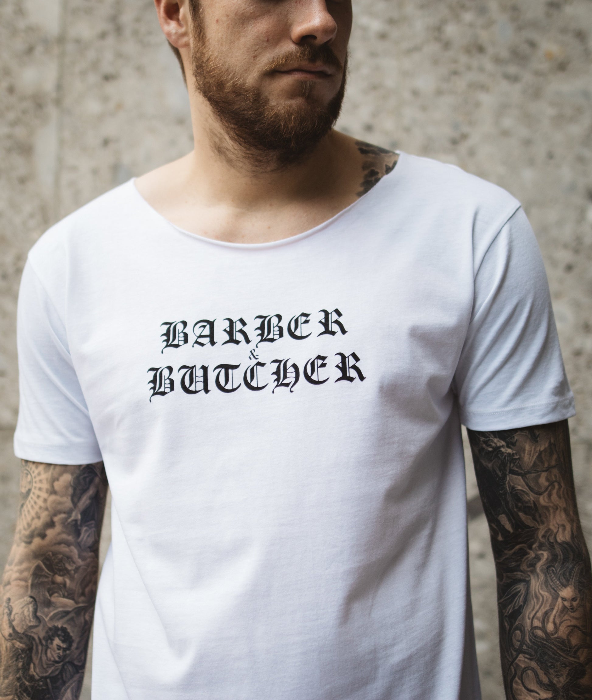B&B Cutted Neck Lettering long t-shirt by Distorted People
