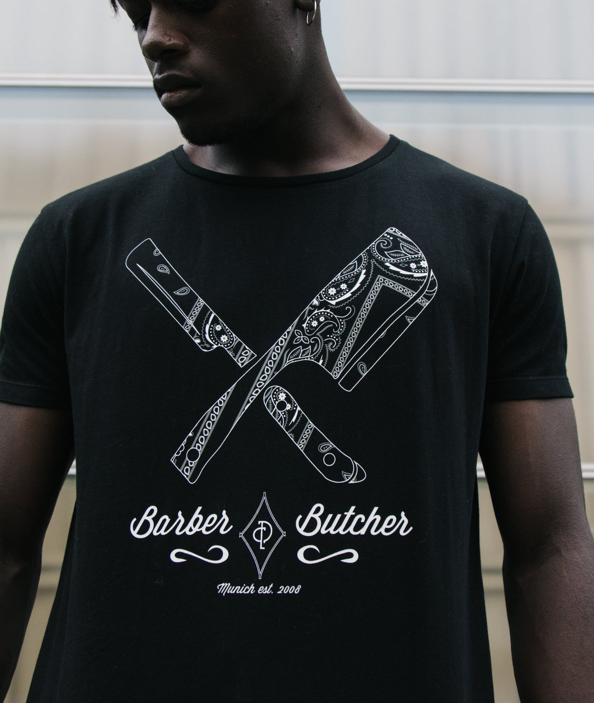 Barber & Butcher Paisley Grand Crew Neck t-shirt by Distorted People