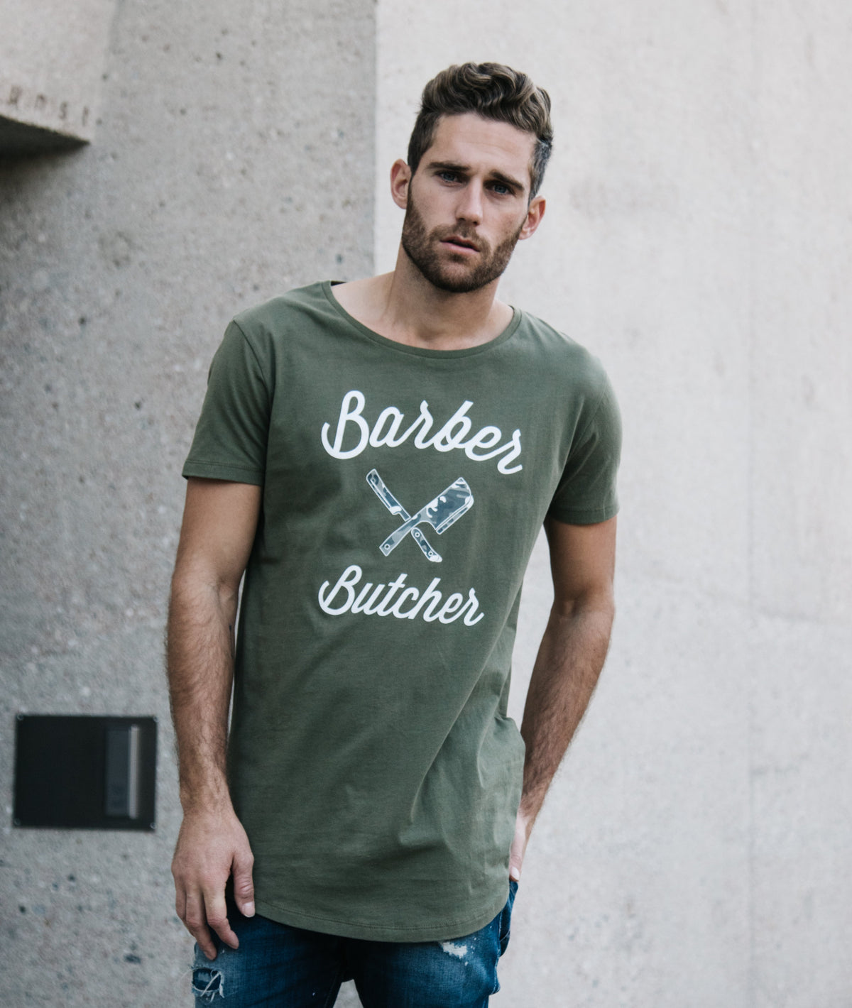 BB Blades Camo Grand Crew Neck long t-shirt by Distorted People