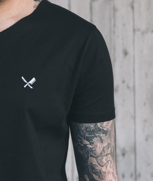 Cutted Neck Inked Blades long t-shirt by Distorted People