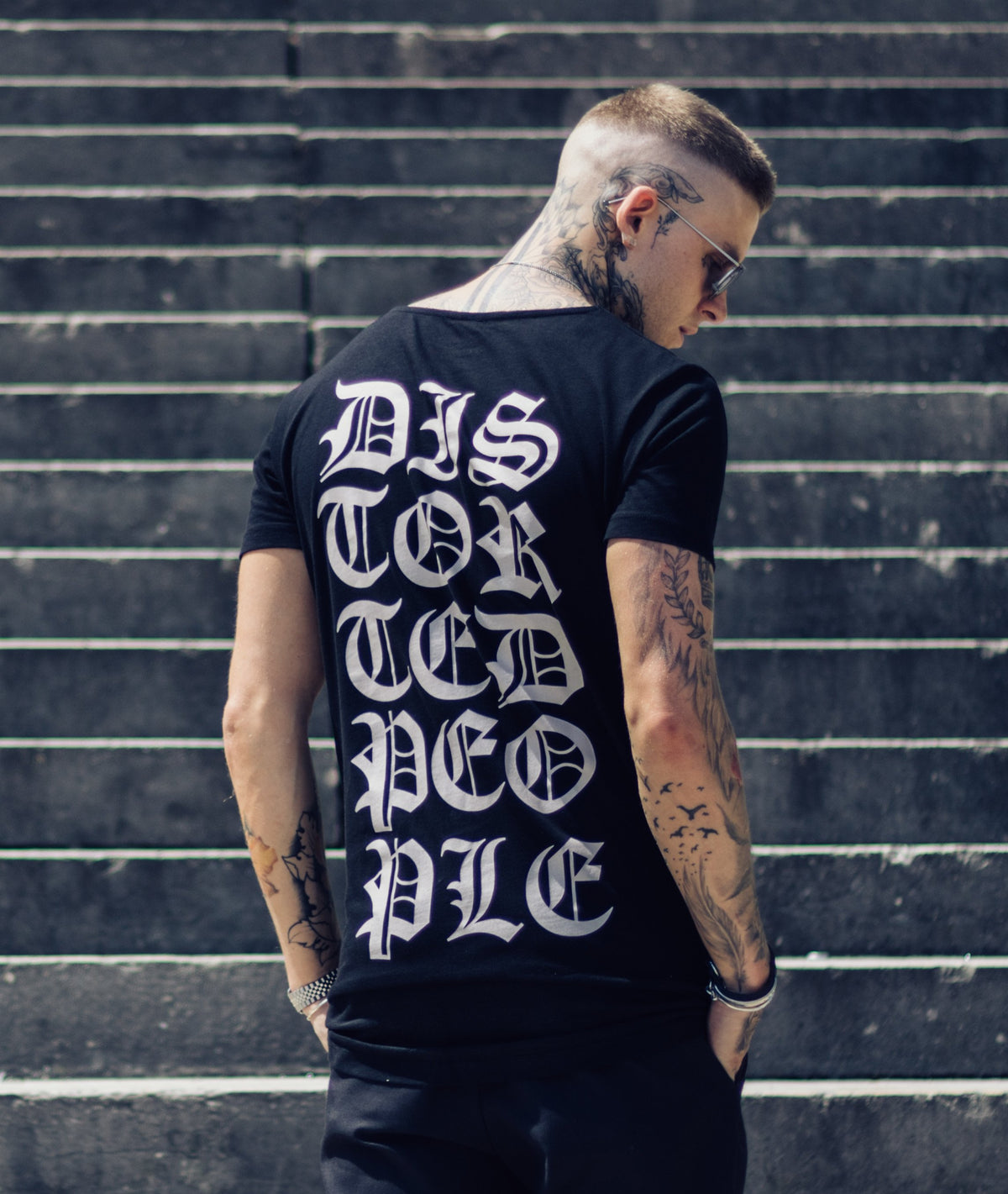Cutted Neck Lettering long t-shirt by Distorted People