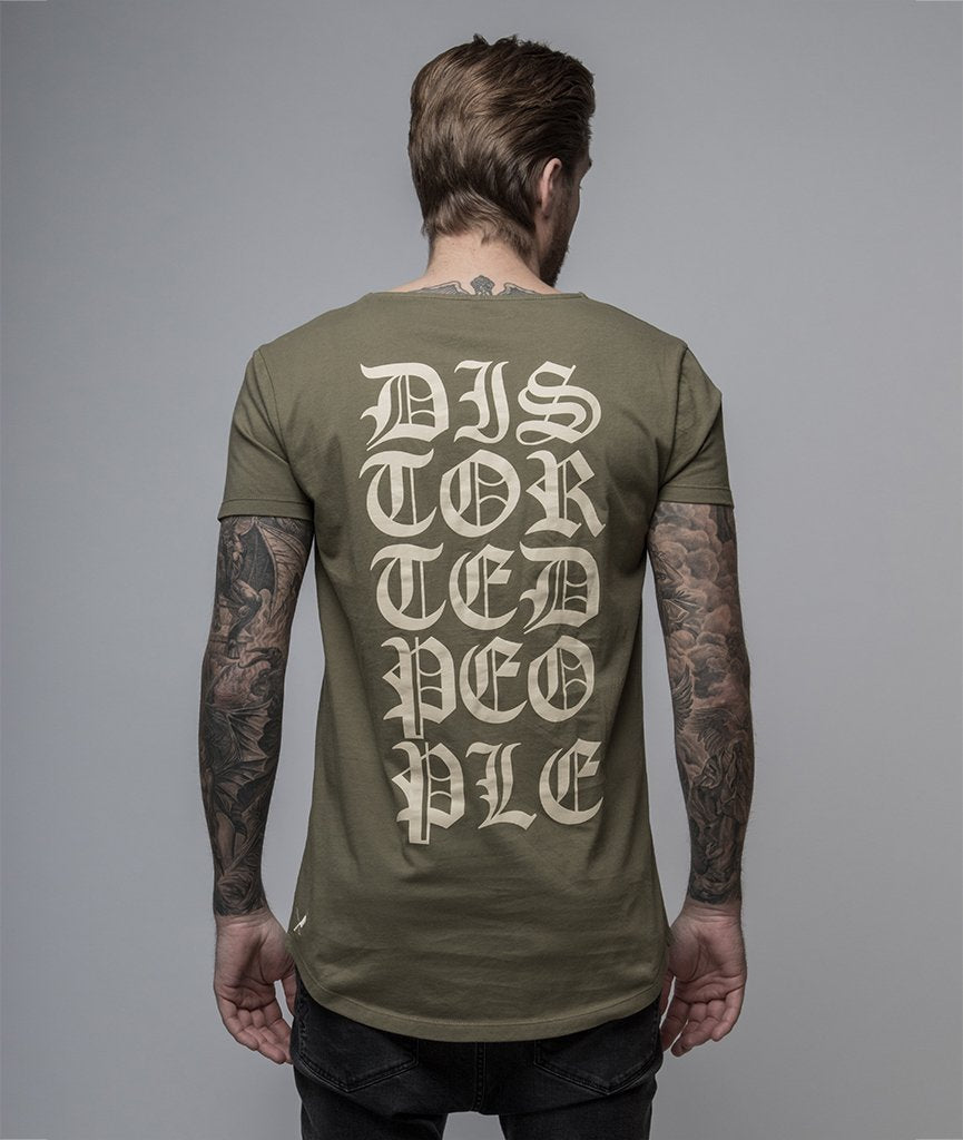 Cutted Neck Lettering long t-shirt by Distorted People