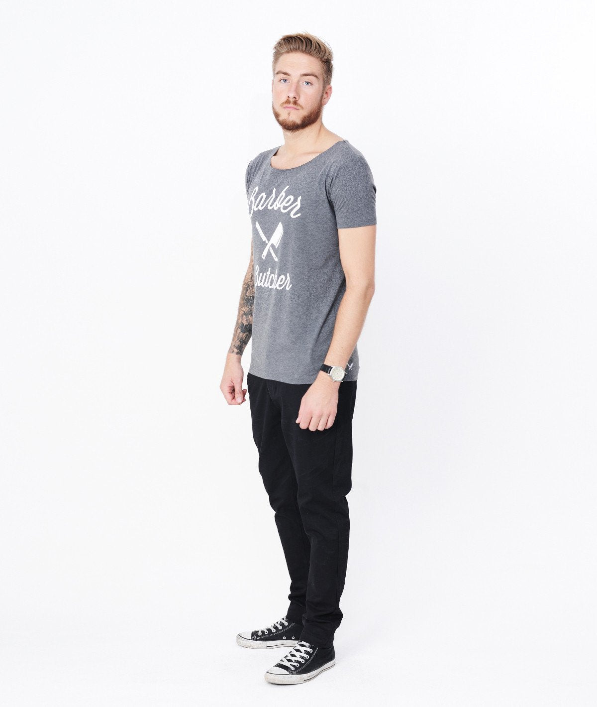 BB BLADES cutted grand neck t-shirt by Distorted People