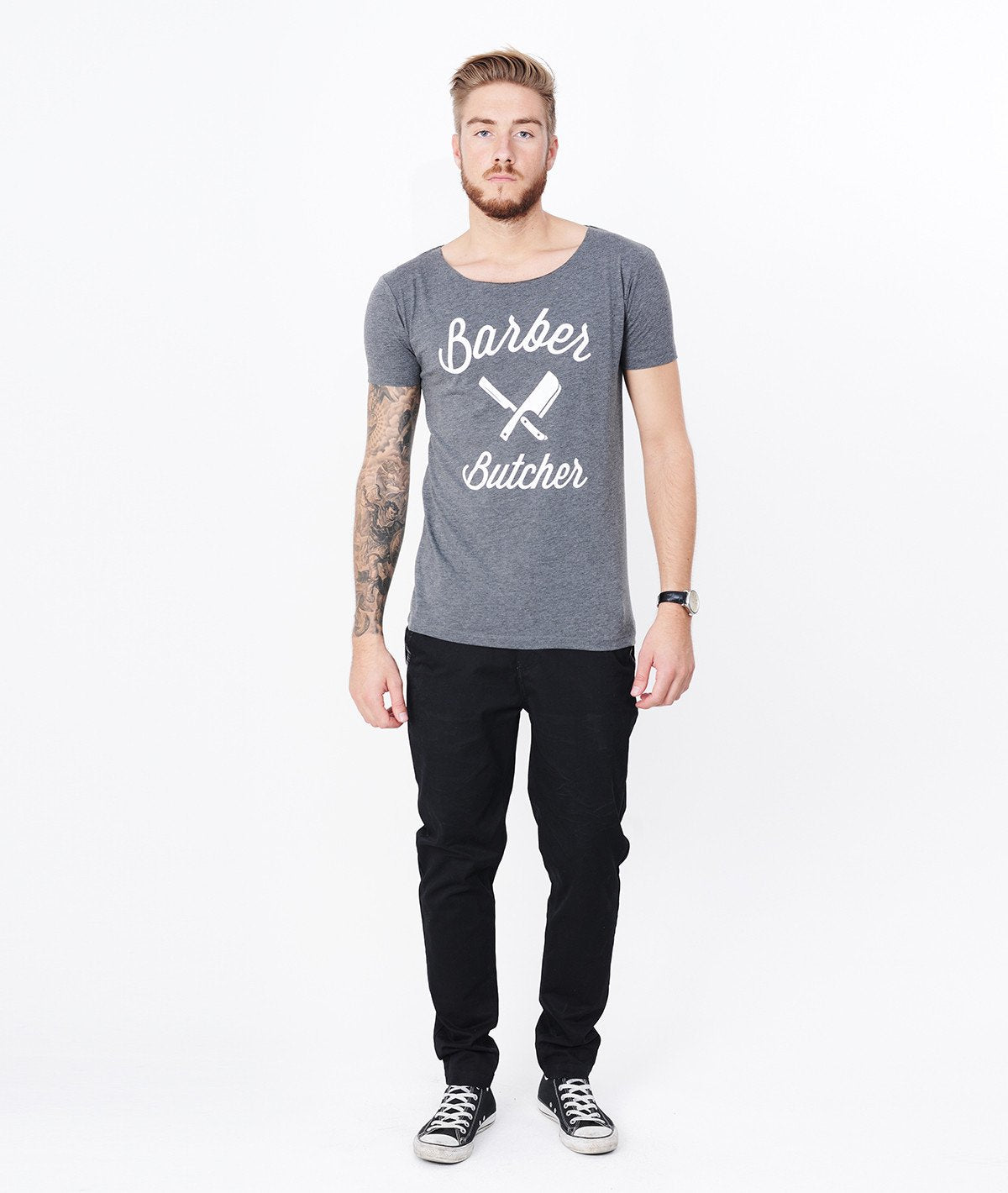 BB BLADES cutted grand neck t-shirt by Distorted People