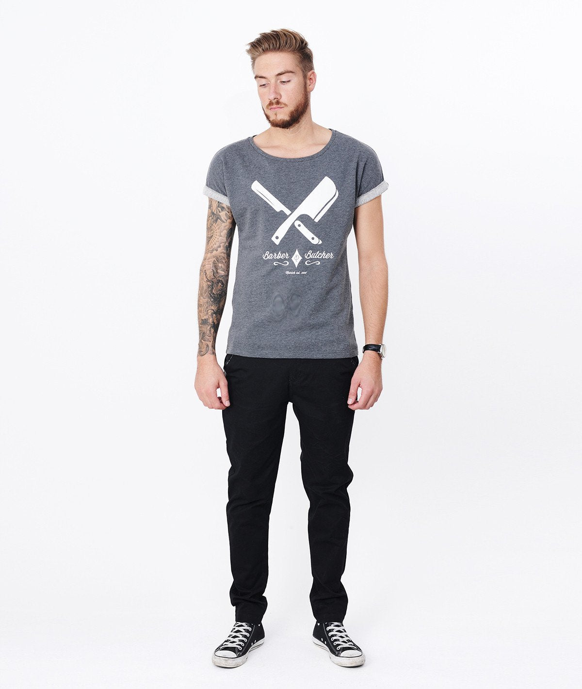 BARBER & BUTCHER grand neck Sweat-T-Shirt by Distorted People