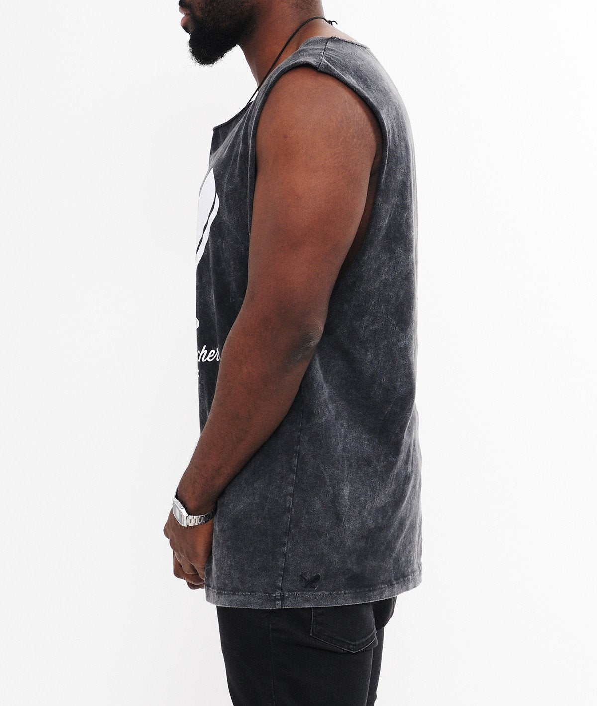 BARBER & BUTCHER cutted grand neck Tank Top by Distorted People