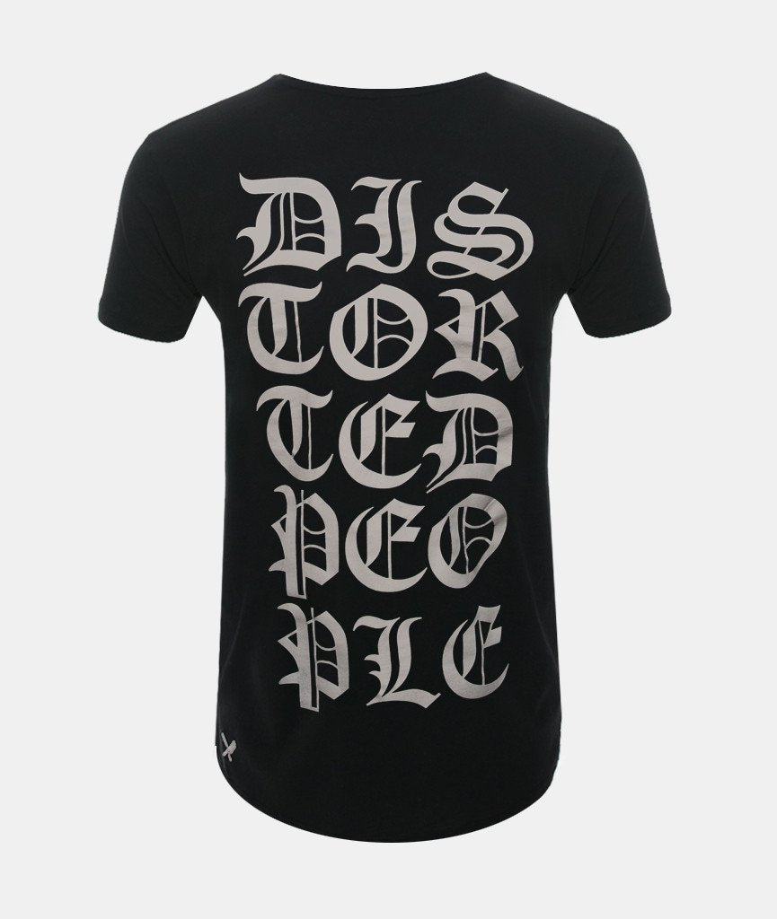 Cutted Neck Lettering long t-shirt by Distorted People