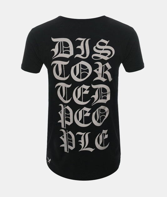 Cutted Neck Lettering long t-shirt by Distorted People