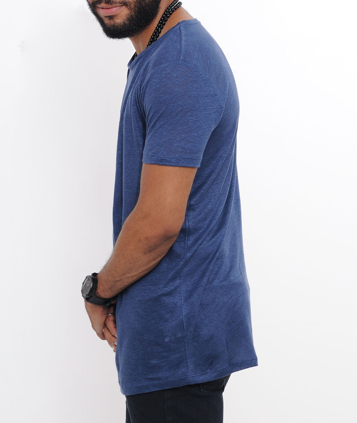 BLADES LEINEN grand neck T-Shirt by Distorted People