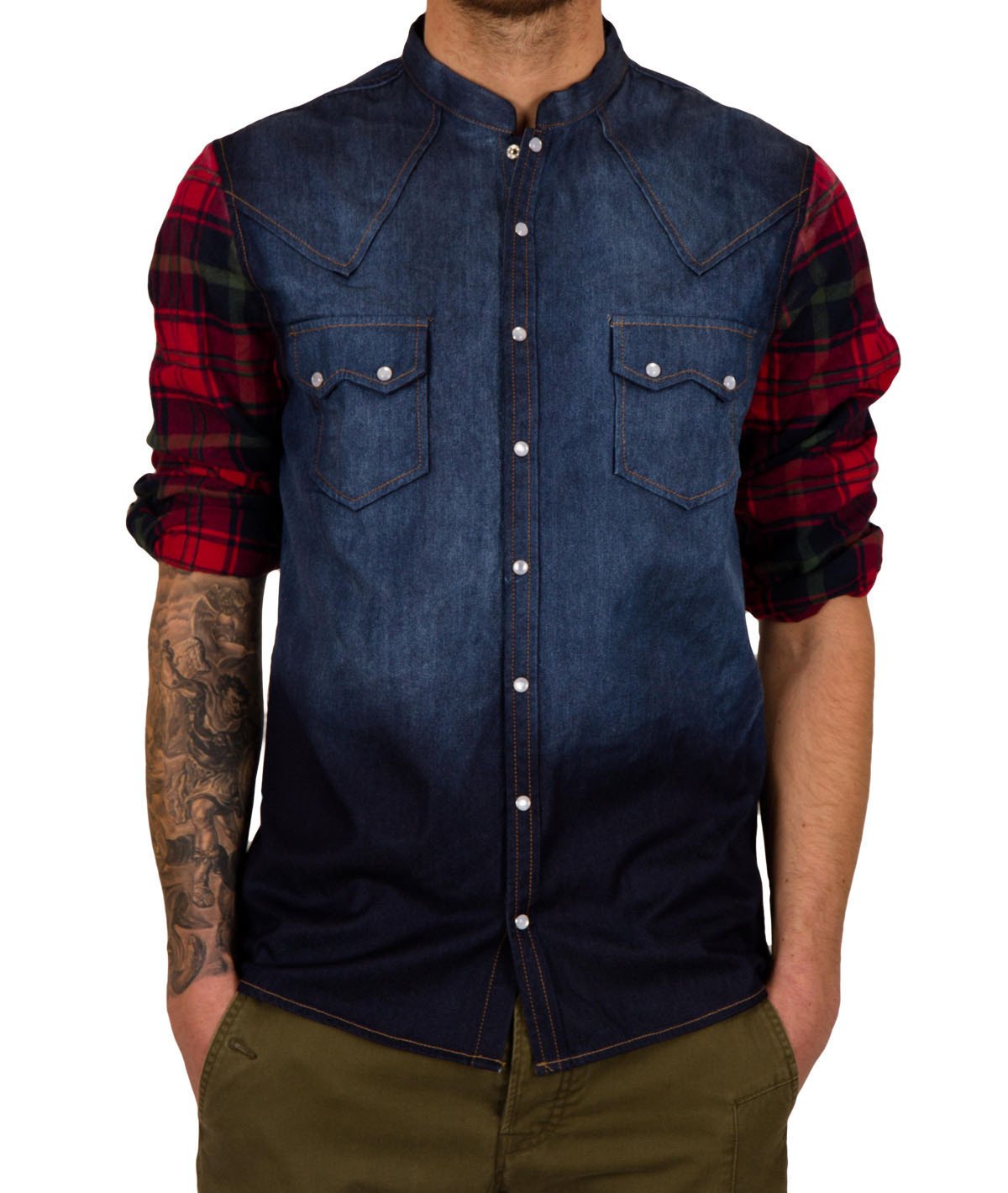 HARK regular fit stand-up collar shirt by Distorted People