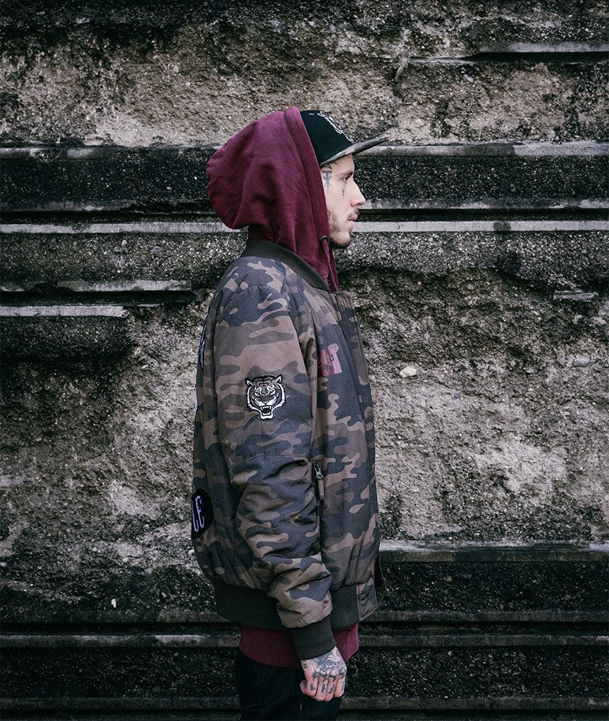 PATCH-SERIES TEAM slim cut bomber jacket by Distorted People