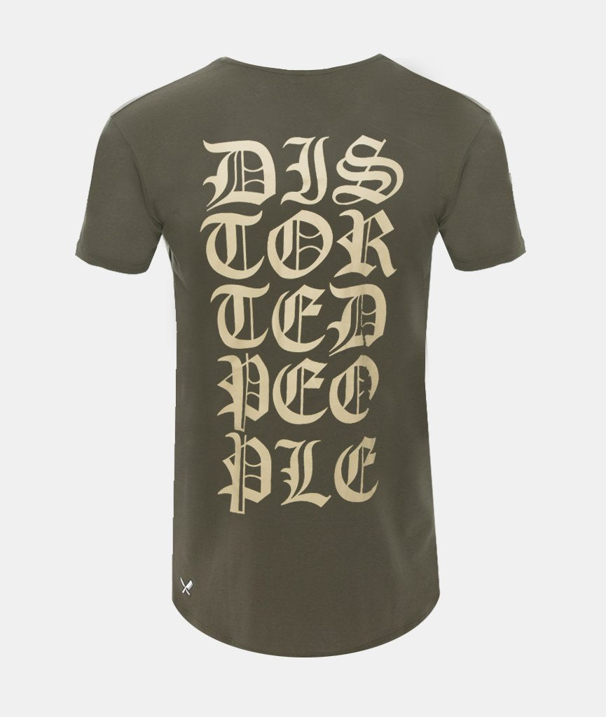Cutted Neck Lettering long t-shirt by Distorted People
