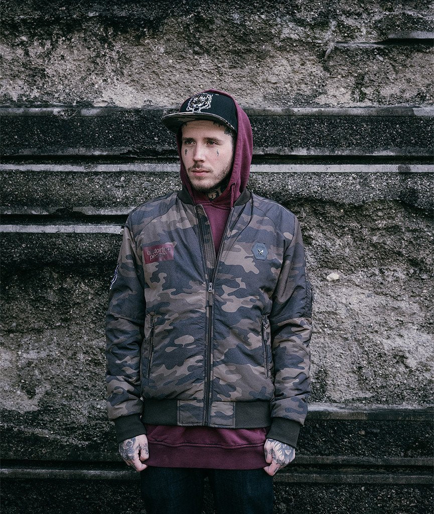 PATCH-SERIES TEAM slim cut bomber jacket by Distorted People