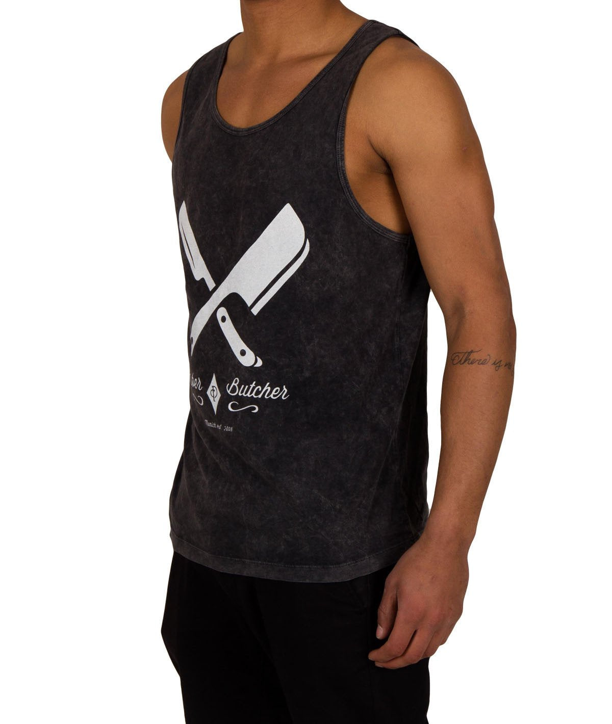BARBER & BUTCHER grand neck Tank Top by Distorted People