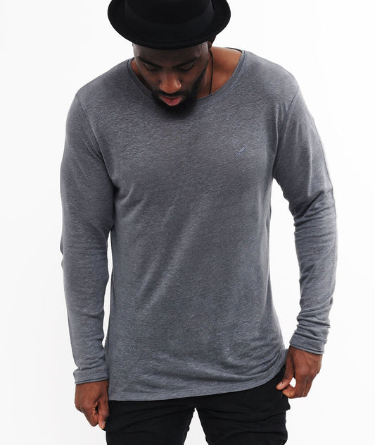 LEINEN CUTTED NECK longsleeve by Distorted People