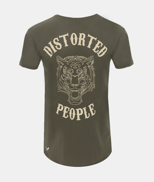 Cutted Neck Tiger long t-shirt by Distorted People