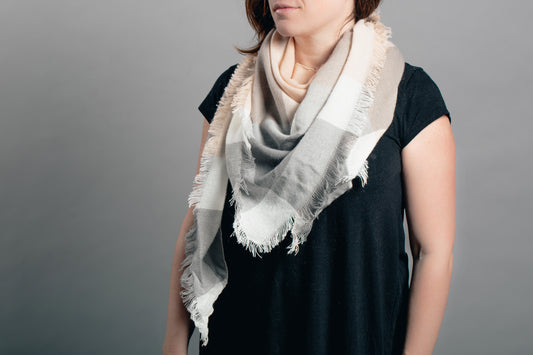 Peach And Grey Scarf Product