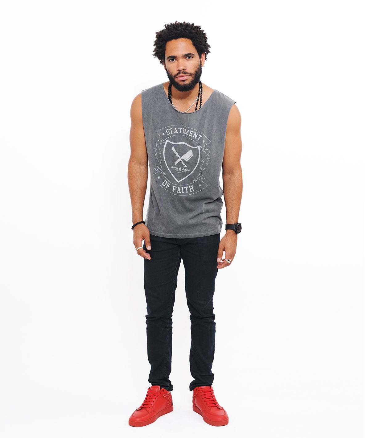 STATEMENT OF FAITH cutted grand neck Tank Top by Distorted People