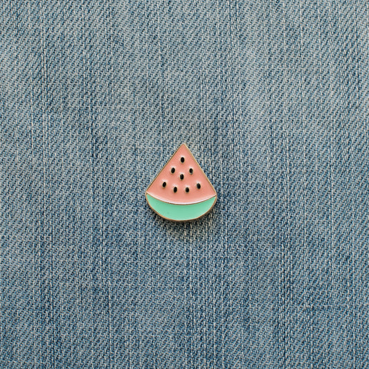 Watermelon Slice Enamel Pin Denim